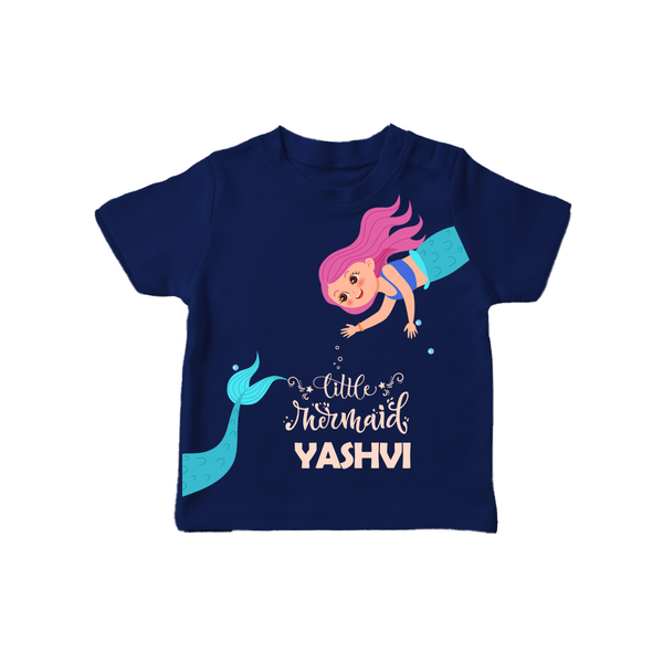 Little Mermaid – Personalised Kids T-Shirt - NAVY BLUE - 0-5 Months Old (Chest 17")