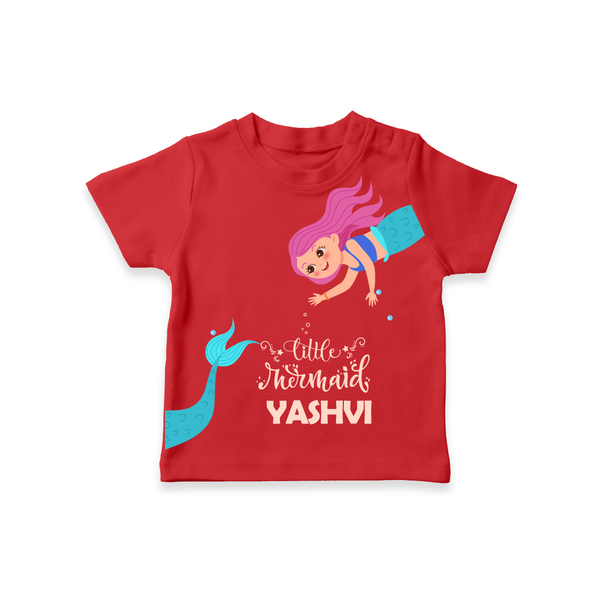 Little Mermaid – Personalised Kids T-Shirt - RED - 0-5 Months Old (Chest 17")