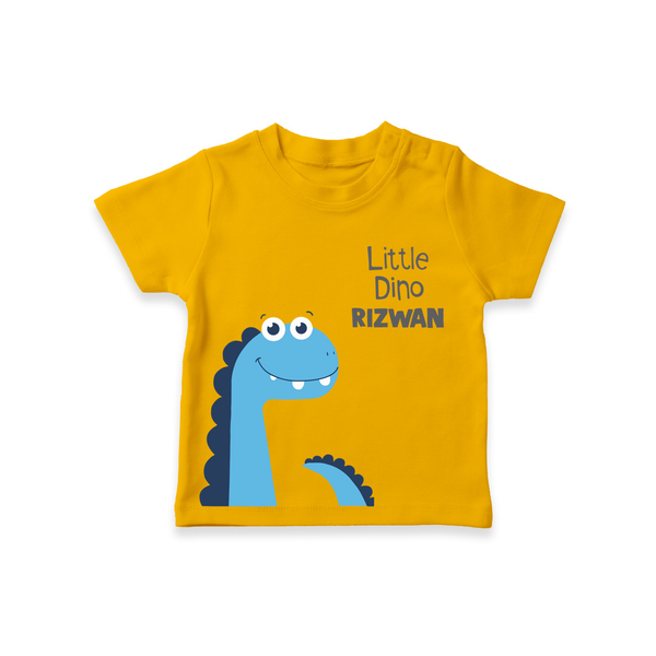 Little Dino – Personalised Kids T-Shirt - CHROME YELLOW - 0-5 Months Old (Chest 17")