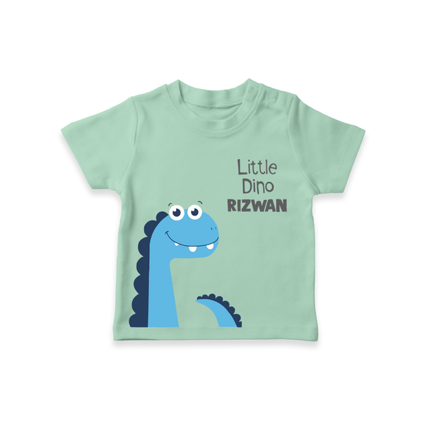 Little Dino – Personalised Kids T-Shirt - MINT GREEN - 0-5 Months Old (Chest 17")