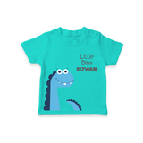 Little Dino – Personalised Kids T-Shirt - TEAL - 0-5 Months Old (Chest 17")