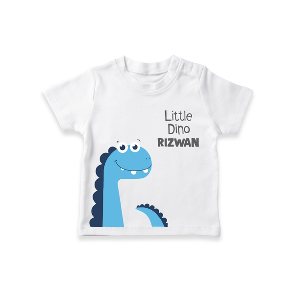 Little Dino – Personalised Kids T-Shirt - WHITE - 0-5 Months Old (Chest 17")