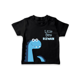 Little Dino – Personalised Kids T-Shirt - BLACK - 0-5 Months Old (Chest 17")