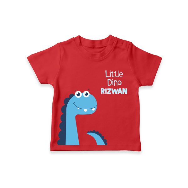 Little Dino – Personalised Kids T-Shirt - RED - 0-5 Months Old (Chest 17")