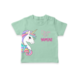 Dream Big Unicorn – Personalised Kids T-Shirt - MINT GREEN - 0-5 Months Old (Chest 17")