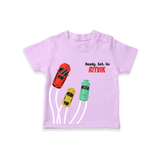 Ready, Set, Go – Personalised Kids T-Shirt - LILAC - 0-5 Months Old (Chest 17")