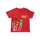 Ready, Set, Go – Personalised Kids T-Shirt - RED - 0-5 Months Old (Chest 17")
