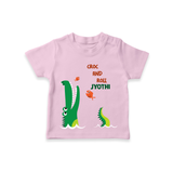 Croc & Roll – Personalised Kids T-Shirt - BABY PINK - 0-5 Months Old (Chest 17")