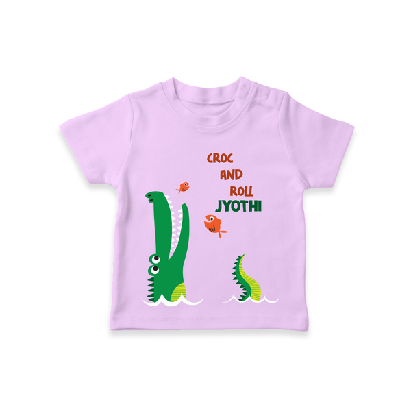 Croc & Roll – Personalised Kids T-Shirt - LILAC - 0-5 Months Old (Chest 17")