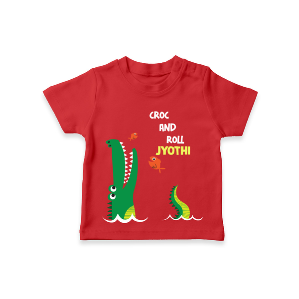 Croc & Roll – Personalised Kids T-Shirt - RED - 0-5 Months Old (Chest 17")