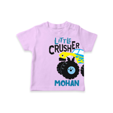 Little Crusher Truck – Personalised Kids T-Shirt - LILAC - 0-5 Months Old (Chest 17")