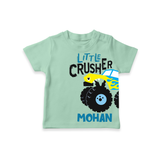 Little Crusher Truck – Personalised Kids T-Shirt - MINT GREEN - 0-5 Months Old (Chest 17")