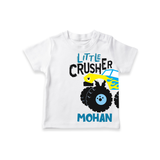 Little Crusher Truck – Personalised Kids T-Shirt - WHITE - 0-5 Months Old (Chest 17")