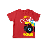 Little Crusher Truck – Personalised Kids T-Shirt - RED - 0-5 Months Old (Chest 17")