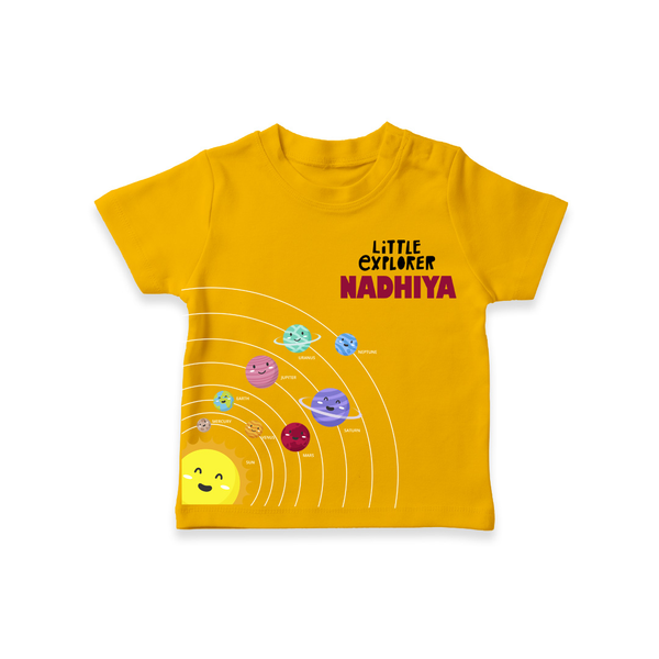 Little Explorer Solar System – Personalised Kids T-Shirt - CHROME YELLOW - 0-5 Months Old (Chest 17")