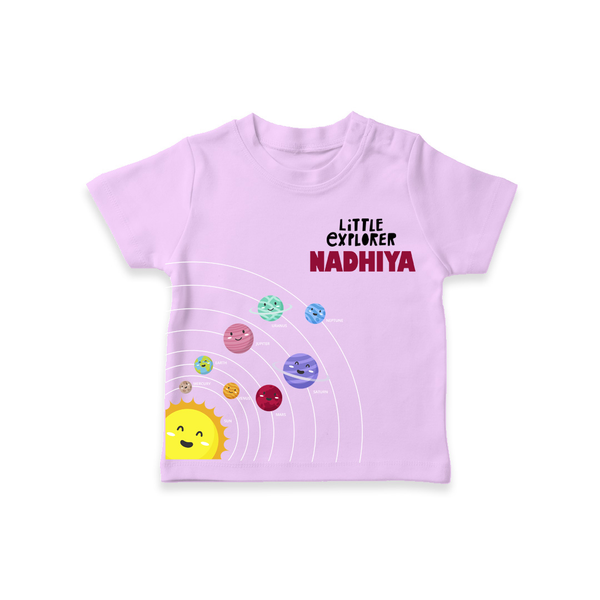 Little Explorer Solar System – Personalised Kids T-Shirt - LILAC - 0-5 Months Old (Chest 17")