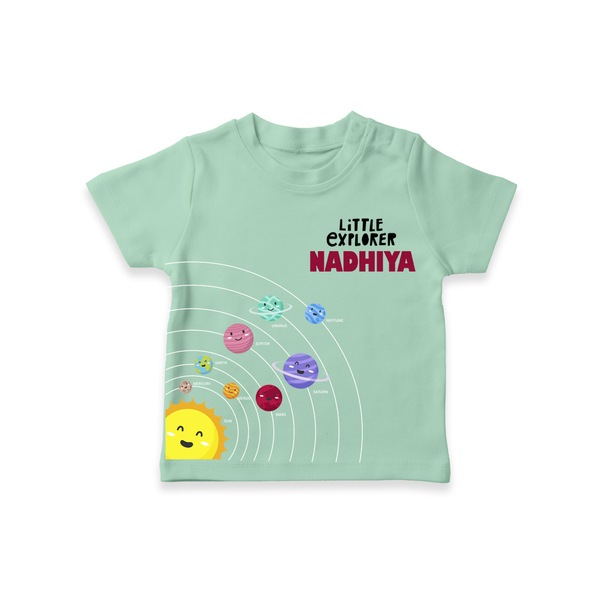 Little Explorer Solar System – Personalised Kids T-Shirt - MINT GREEN - 0-5 Months Old (Chest 17")
