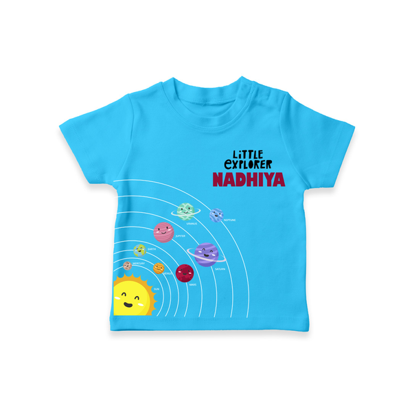 Little Explorer Solar System – Personalised Kids T-Shirt - SKY BLUE - 0-5 Months Old (Chest 17")