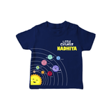 Little Explorer Solar System – Personalised Kids T-Shirt - NAVY BLUE - 0-5 Months Old (Chest 17")