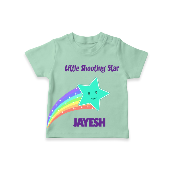 Little Shooting Star – Personalised Kids T-Shirt - MINT GREEN - 0-5 Months Old (Chest 17")