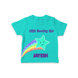 Little Shooting Star – Personalised Kids T-Shirt - TEAL - 0-5 Months Old (Chest 17")