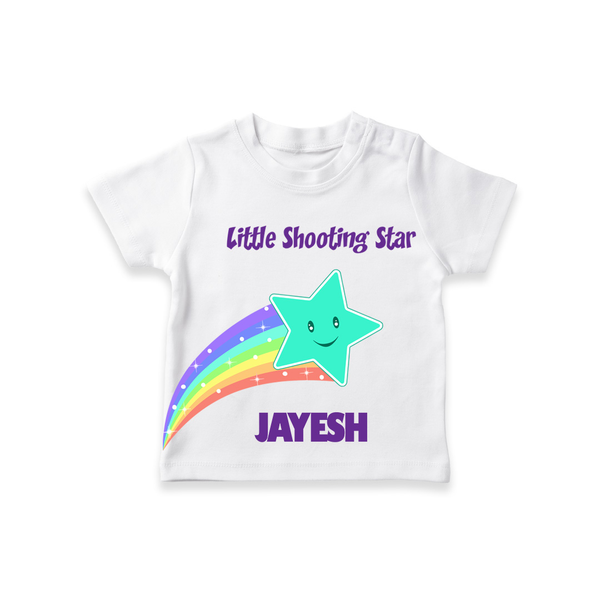 Little Shooting Star – Personalised Kids T-Shirt - WHITE - 0-5 Months Old (Chest 17")