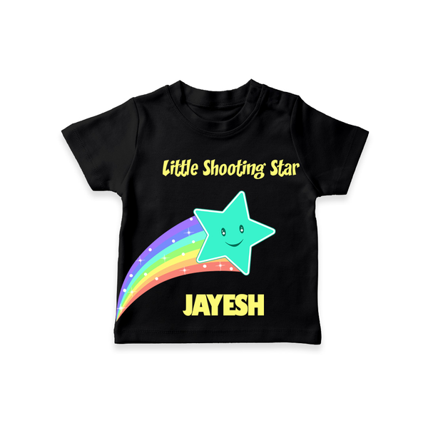 Little Shooting Star – Personalised Kids T-Shirt - BLACK - 0-5 Months Old (Chest 17")