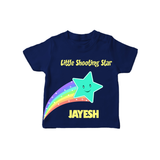 Little Shooting Star – Personalised Kids T-Shirt - NAVY BLUE - 0-5 Months Old (Chest 17")