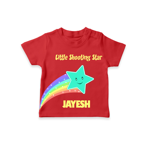 Little Shooting Star – Personalised Kids T-Shirt - RED - 0-5 Months Old (Chest 17")