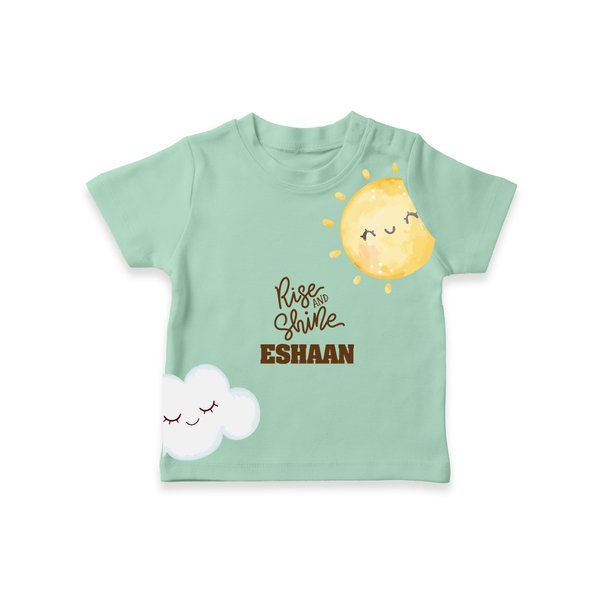 Rise and Shine – Personalised Kids T-Shirt - MINT GREEN - 0-5 Months Old (Chest 17")