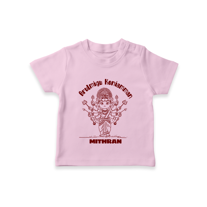 Arulmigu Koniamman - Customized T-Shirt For Kids With Name - PINK - 0-5 Months Old (Chest 17")