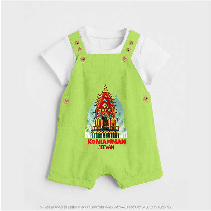 Koniamman Perunthiruvizha, A Cultural Extravaganza - Customized Dungaree Set For Kids With Name - GREEN - 0 - 5 Months Old (Chest 18")