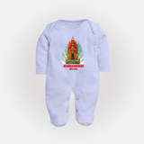 Koniamman Perunthiruvizha, A Cultural Extravaganza - Customized Sleep Suit For Babies With Name - BABY BLUE - New Born (Chest 7.5")