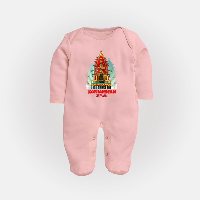 Koniamman Perunthiruvizha, A Cultural Extravaganza - Customized Sleep Suit For Babies With Name - BABY PINK - New Born (Chest 7.5")