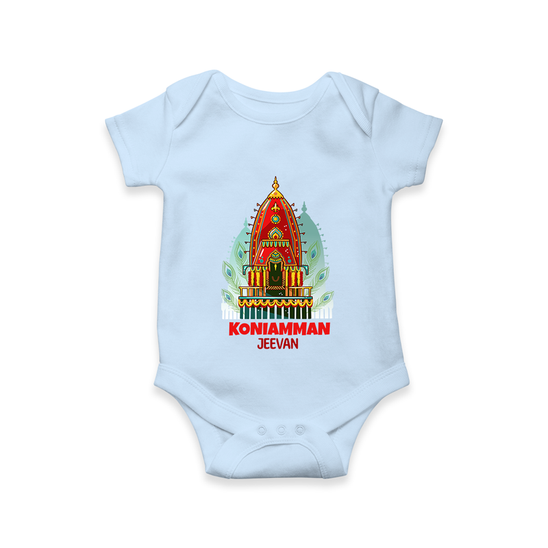 Koniamman Perunthiruvizha, A Cultural Extravaganza - Customized Romper For Babies With Name - BABY BLUE - 0 - 3 Months Old (Chest 16")