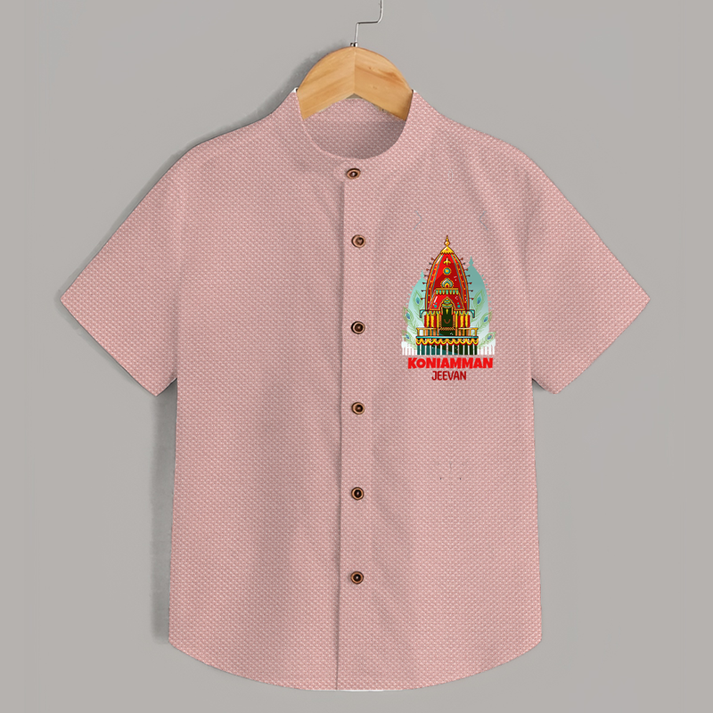 Koniamman Perunthiruvizha, A Cultural Extravaganza - Customized Shirt For Kids With Name - PEACH - 0 - 6 Months Old (Chest 23")