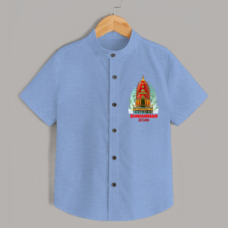 Koniamman Perunthiruvizha, A Cultural Extravaganza - Customized Shirt For Kids With Name - SKY BLUE - 0 - 6 Months Old (Chest 23")