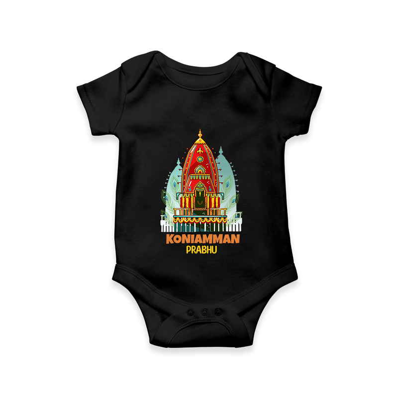 Koniamman Perunthiruvizha, A Cultural Extravaganza - Customized Romper For Babies With Name - BLACK - 0 - 3 Months Old (Chest 16")