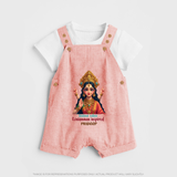 Divine Journey of Koniamman - Customized Dungaree Set For Kids With Name - PEACH - 0 - 5 Months Old (Chest 18")