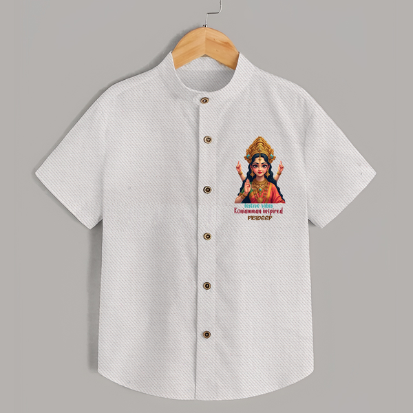 Divine Journey of Koniamman - Customized Shirt For Kids With Name - WHITE - 0 - 6 Months Old (Chest 23")