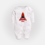 Koniamman Utsavam, A Grand Procession - Customized Sleep Suit For Babies With Name - WHITE - New Born (Chest 7.5")