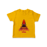 Koniamman Utsavam, A Grand Procession - Customized T-Shirt For Kids With Name - CHROME YELLOW - 0-5 Months Old (Chest 17")