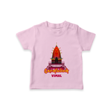 Koniamman Utsavam, A Grand Procession - Customized T-Shirt For Kids With Name - PINK - 0-5 Months Old (Chest 17")