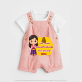 Koniamman Car Festival, Devotion on Wheels - Customized Dungaree Set For Kids With Name - PEACH - 0 - 5 Months Old (Chest 18")