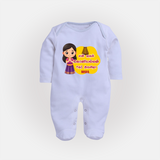 Koniamman Car Festival, Devotion on Wheels - Customized Sleep Suit For Babies With Name - BABY BLUE - New Born (Chest 7.5")