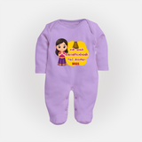 Koniamman Car Festival, Devotion on Wheels - Customized Sleep Suit For Babies With Name - LILAC - New Born (Chest 7.5")