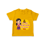 Koniamman Car Festival, Devotion on Wheels - Customized T-Shirt For Kids With Name - CHROME YELLOW - 0-5 Months Old (Chest 17")