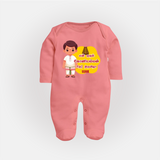 Koniamman Therottam, A Festival of Faith - Customized Sleep Suit For Babies With Name - PEACH - New Born (Chest 7.5")