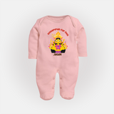 A Divine Ride with Koniamman - Customized Sleep Suit For Babies With Name - BABY PINK - New Born (Chest 7.5")