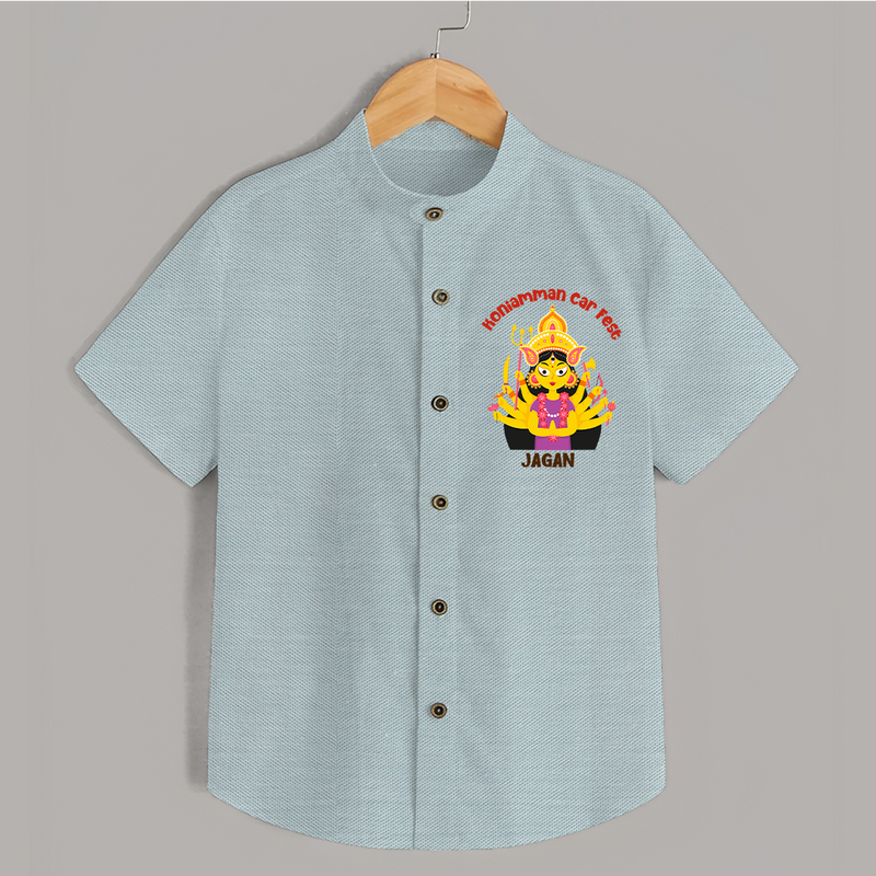 A Divine Ride with Koniamman - Customized Shirt For Kids With Name - ARCTIC BLUE - 0 - 6 Months Old (Chest 23")